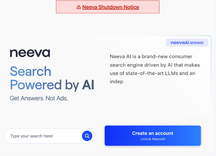 搜索引擎初创公司 Neeva 宣布关闭其搜索引擎 转向AI人工智能 搜索引擎初创公司 Neeva 宣布关闭其搜索引擎 转向AI人工智能