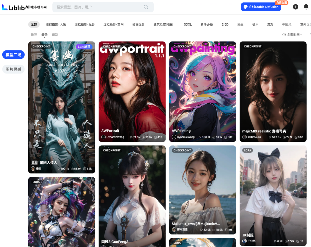 C站的国内平替网站-Liblibai