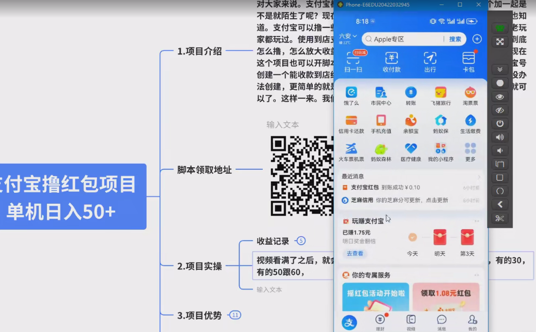 全自动挂机项目，一天的收益800 ，操作也是十分的方便