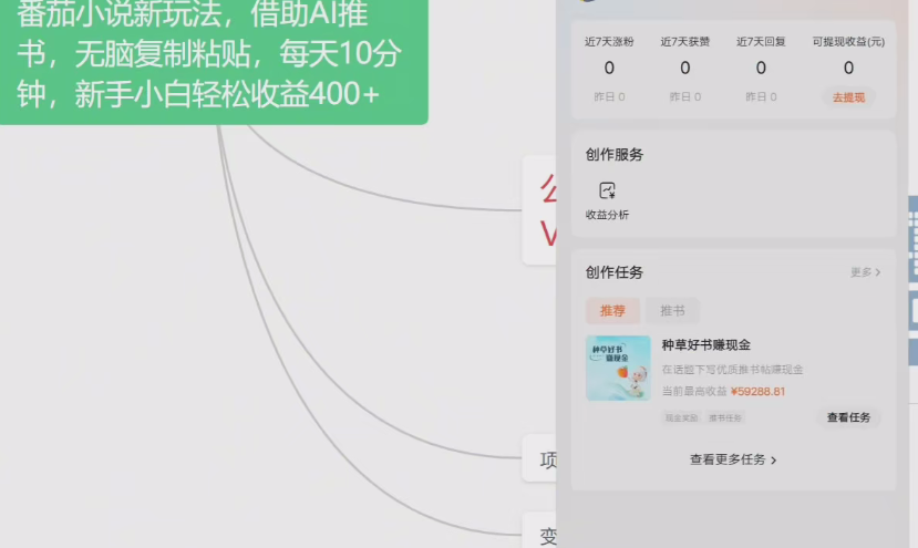 番茄小说新玩法，借助AI推书，无脑复制粘贴，每天10分钟，新手小白轻松收益4张