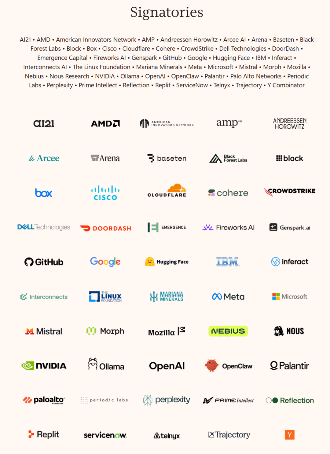 谷歌、AMD、Cloudflare 等公司加入，签署支持 AI 开源模型发展公开信组织增至 50 家