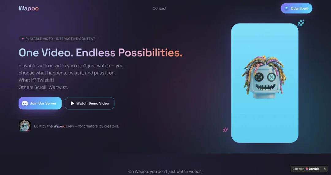 前 TikTok 产品经理创业,AI 视频共创平台 Wapoo 获千万美元天使融资 前 TikTok 产品经理创业,AI 视频共创平台 Wapoo 获千万美元天使融资