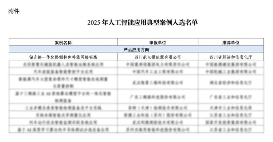航微能源入选工信部2025年人工智能应用典型案例