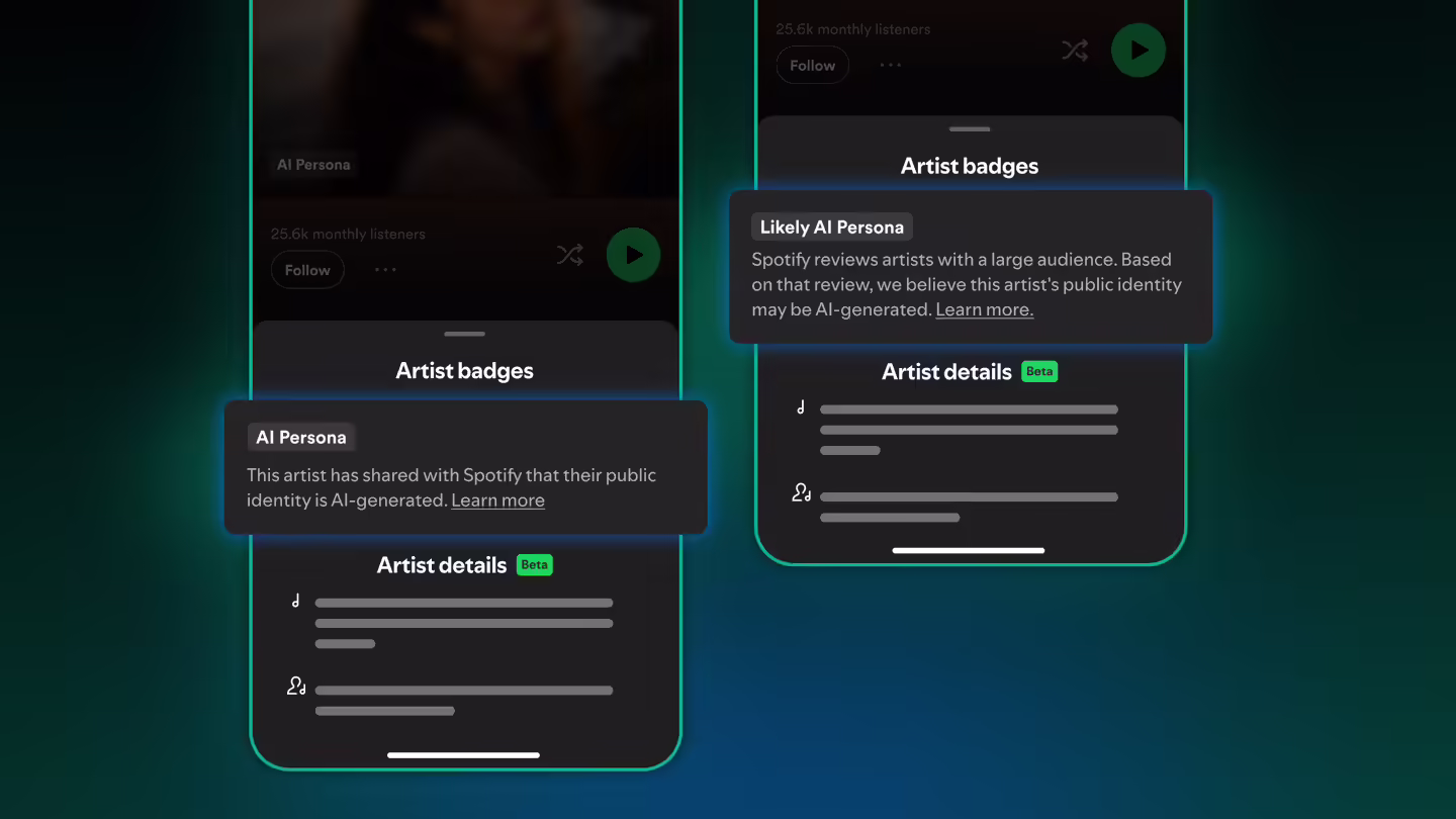 让 AI 生成的非真人歌手无处遁形,Spotify 推出“AI 人格”标签 让 AI 生成的非真人歌手无处遁形,Spotify 推出“AI 人格”标签