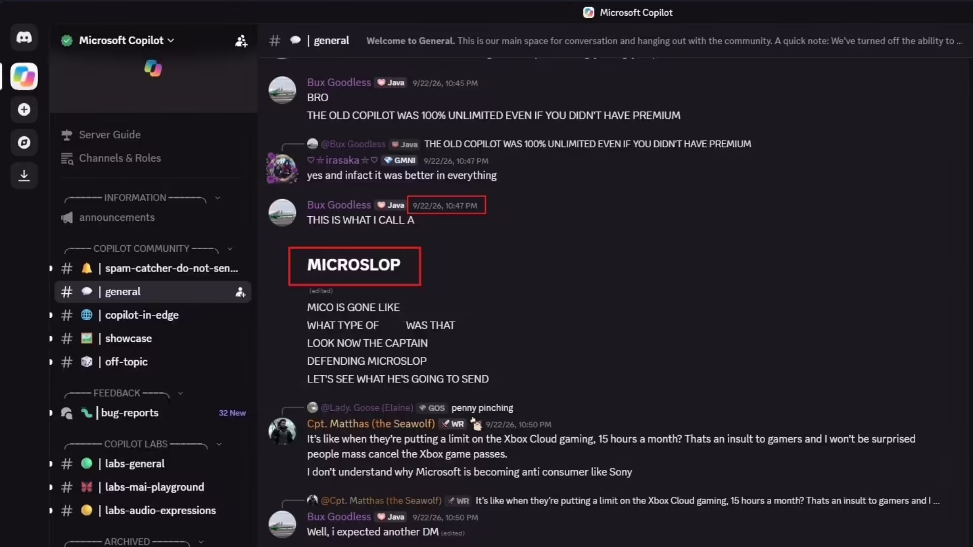 生效约 6 个月后,微软 Copilot Discord 频道不再屏蔽 Microslop 关键词 生效约 6 个月后,微软 Copilot Discord 频道不再屏蔽 Microslop 关键词