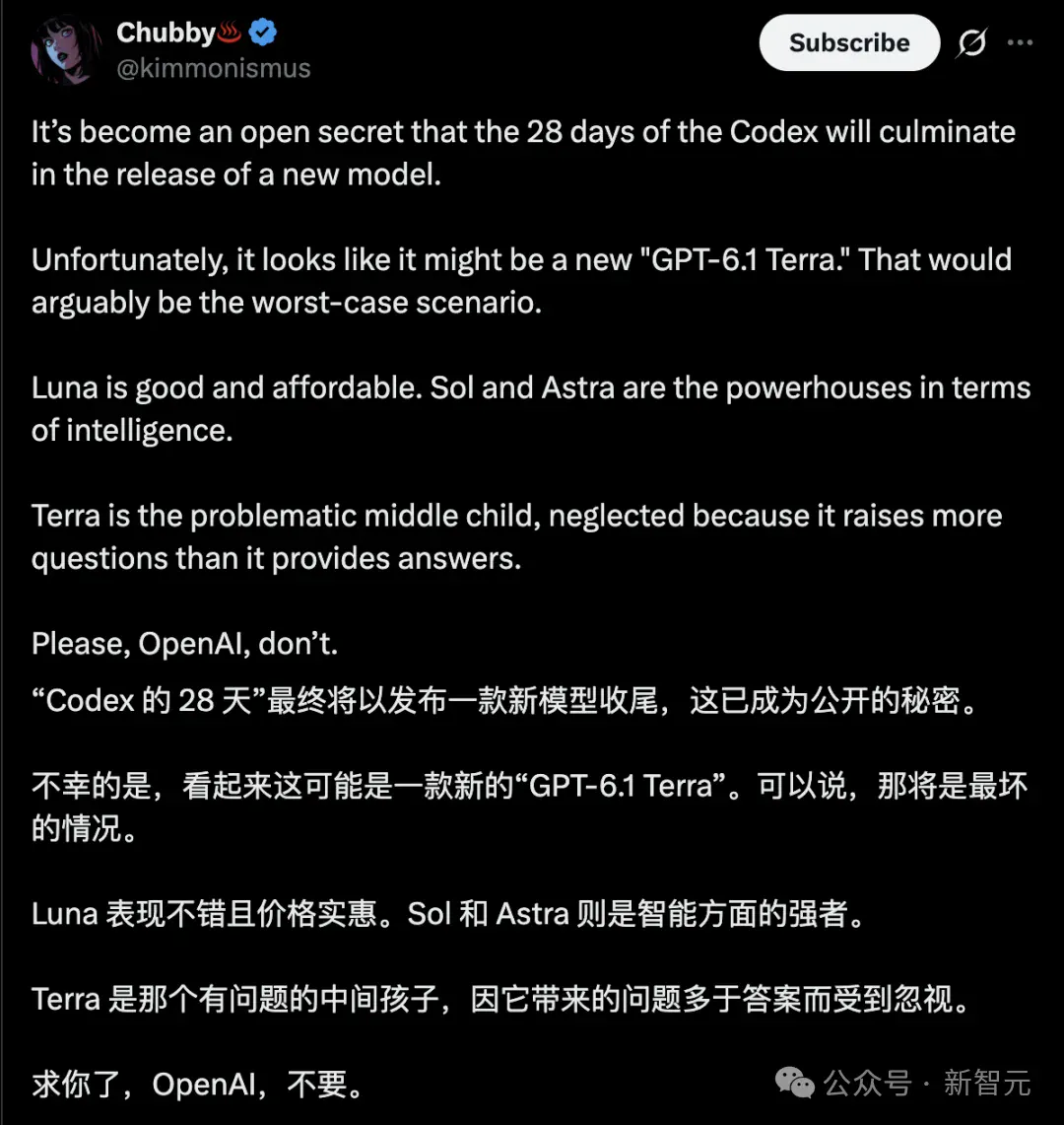 OpenAI新模型曝光!GPT-6.1 Terra把旗舰反超了? OpenAI新模型曝光!GPT-6.1 Terra把旗舰反超了?